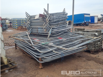 Construction equipment Stillage of Heras Fencing, Pallet of Fencing Feet (2 of), Pallet of Breeze Blocks, Bundle of Metal Safety Barriers: picture 2