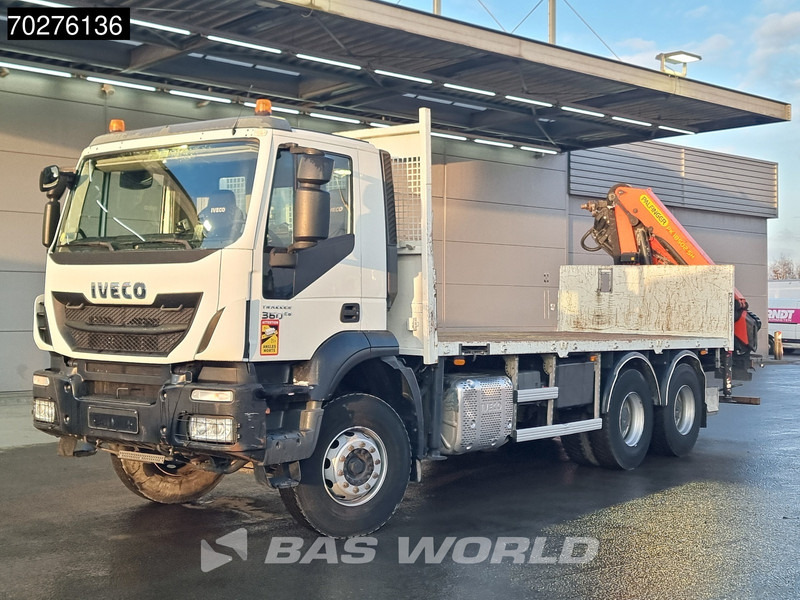 Dropside/ Flatbed truck, Crane truck Iveco Trakker 360 6X4 Palfinger PK 18502 SH D Kran Crane Big axle Euro 6: picture 11