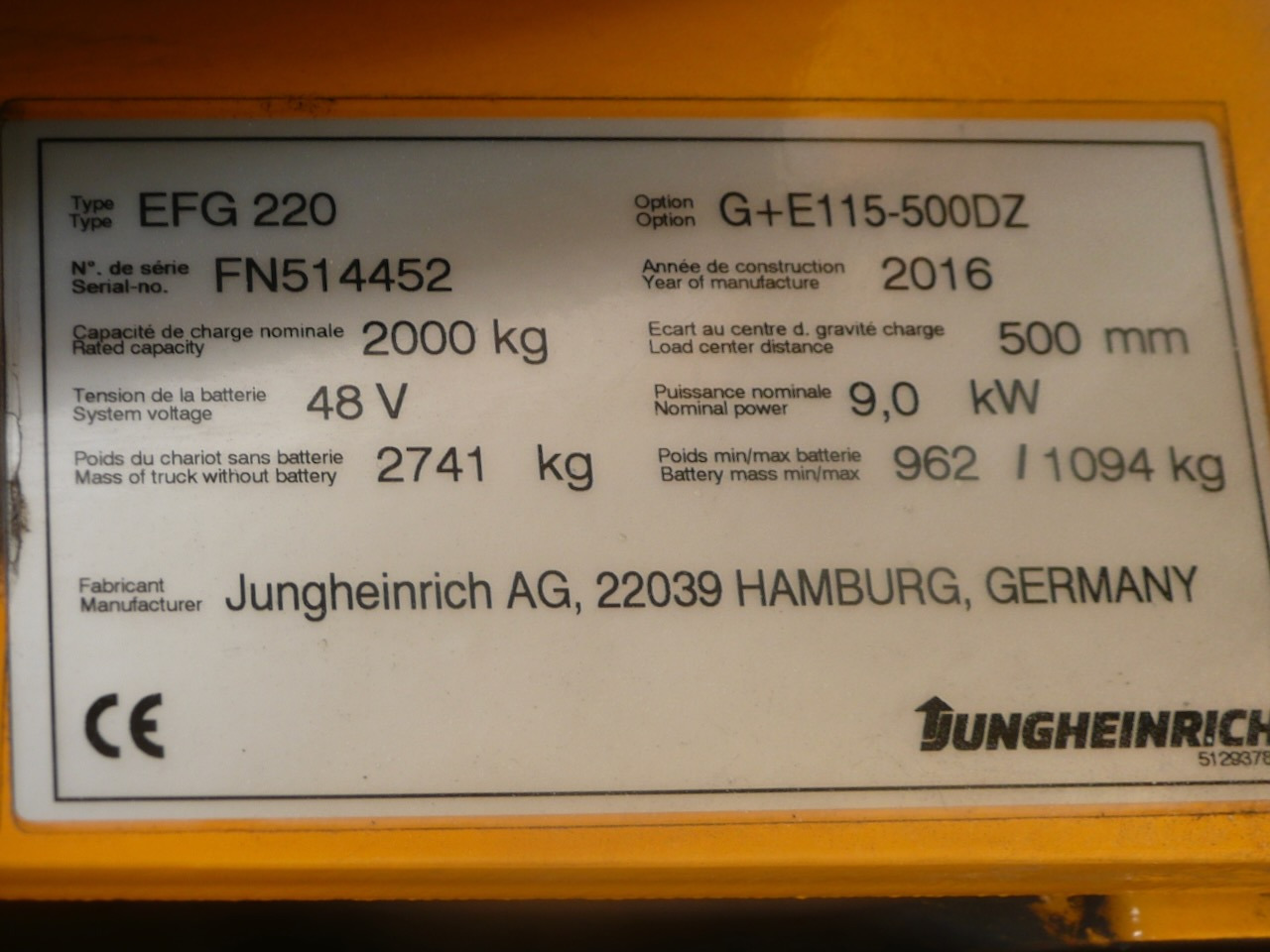 Electric forklift Jungheinrich EFG 220 500 DZ: picture 11